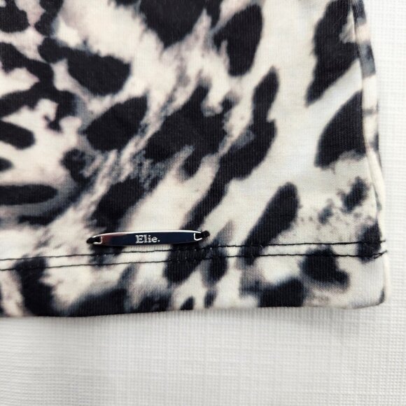 Elie Tahari Womens Size Medium Leopard Print Long Sleeve Mock Neck Shirt Top - Picture 4 of 7